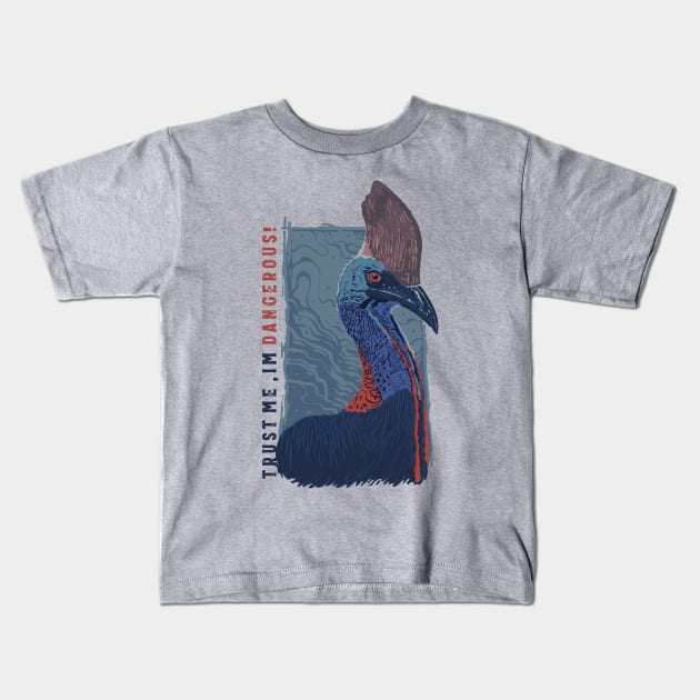 exotic cassowary bird illustration Kids T-Shirt by Mako Design 